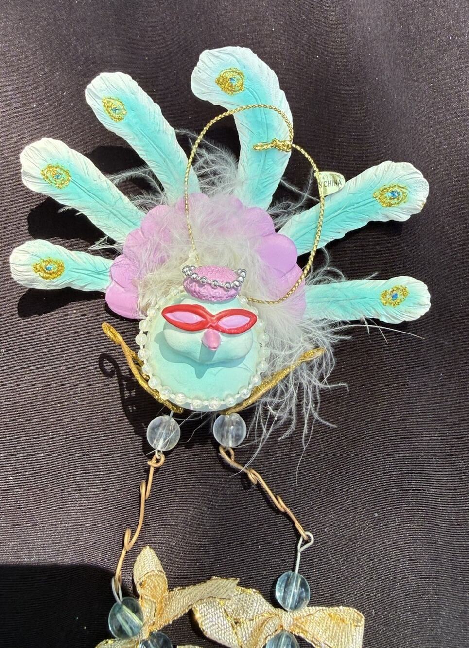 Vintage Katherines Collection Dangle Leg Peacock Christmas Ornament Rare! -K2